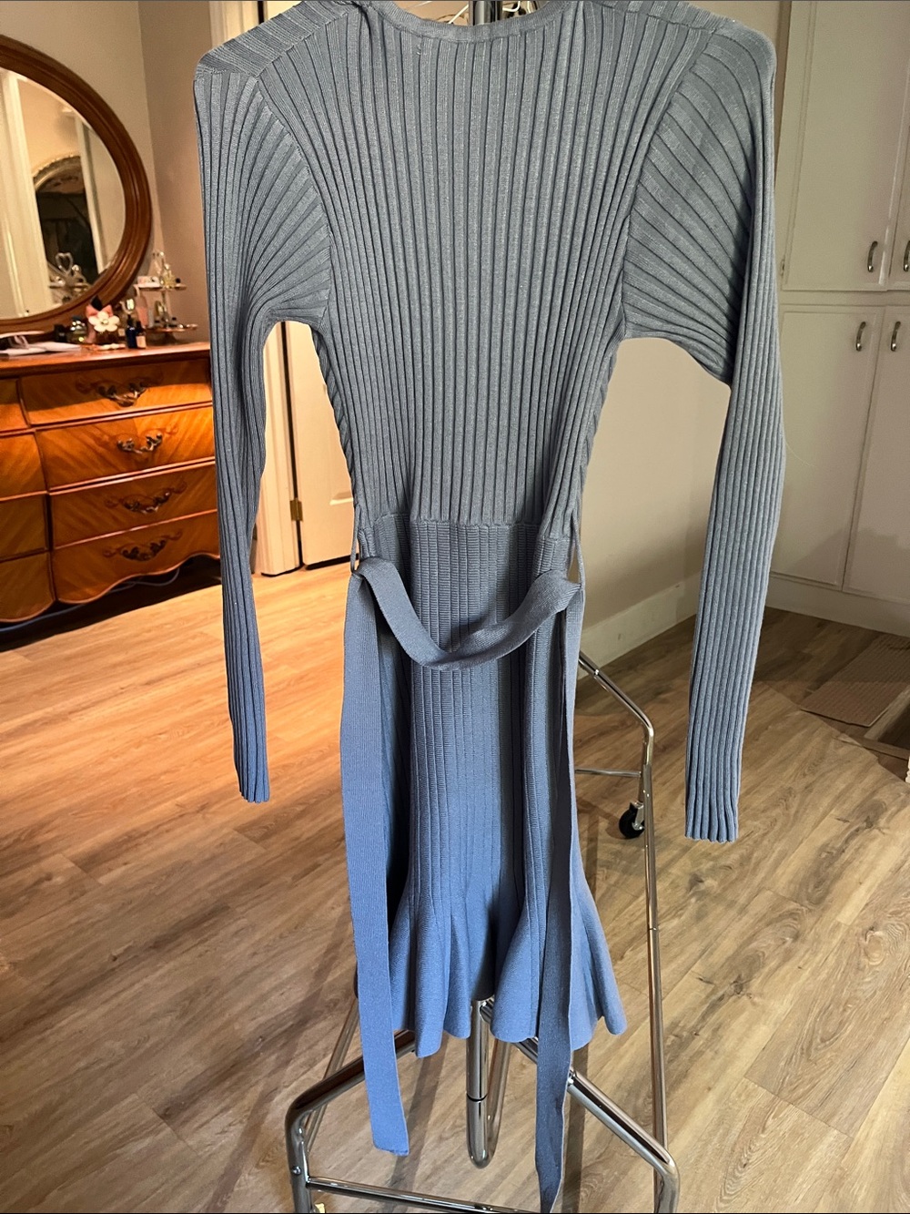 HYFVE Ribbed Wrap Long Sleeve Dress - Blue Gray - Picture 6 of 6
